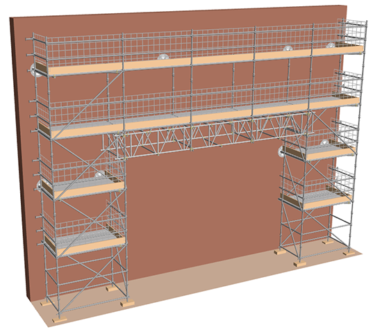 Cup type scaffold with bridge