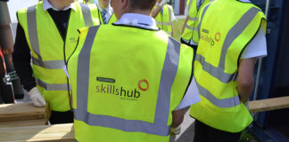 Construction worker with hi-viz vest