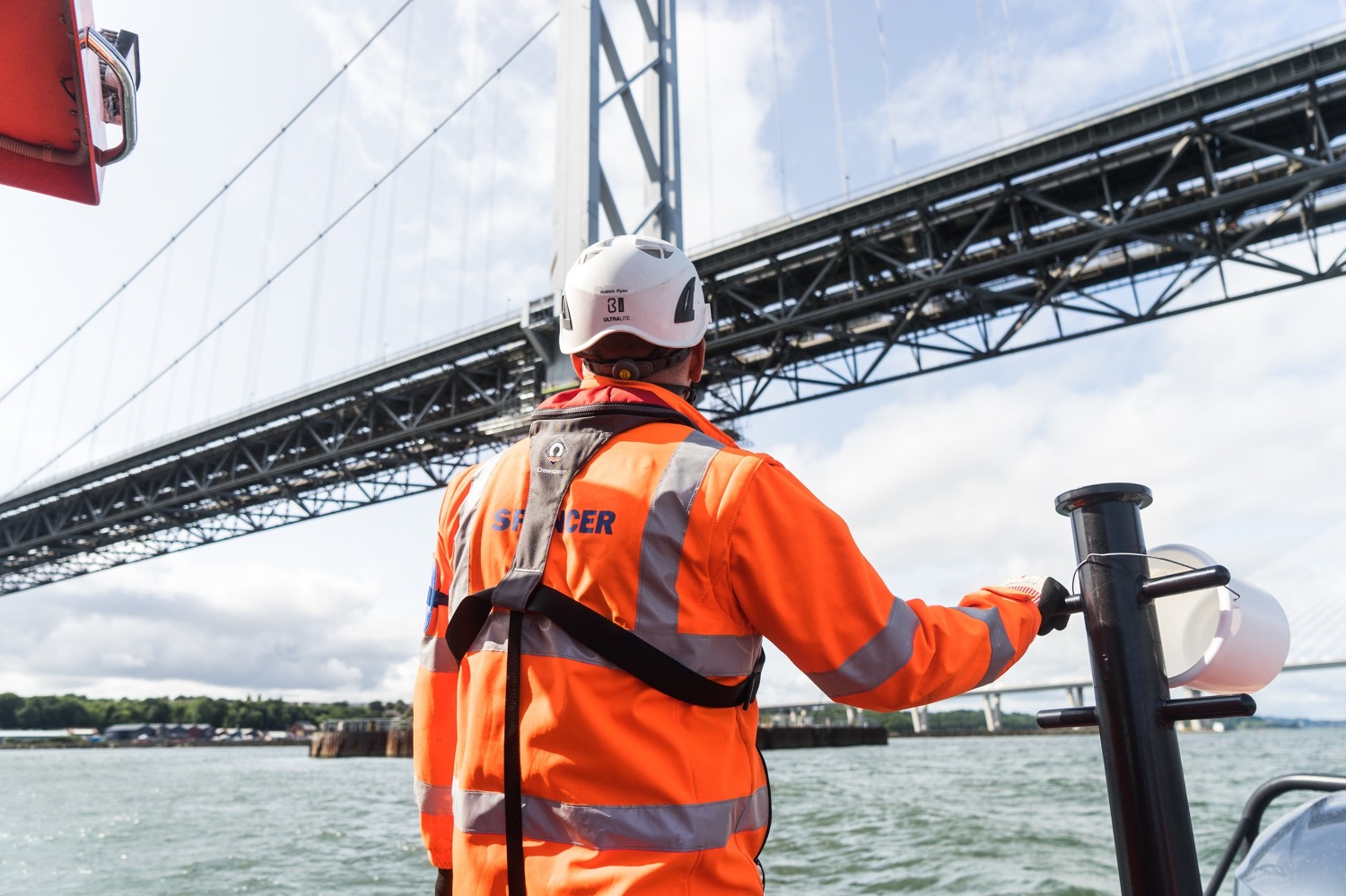 Spencer Bridge operator looks at bridge from below