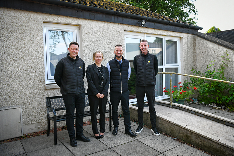Michael Sweeney (co-founder and director at Union Technical); Heather Duff (head of asset and strategy at Riverside Scotland); John Morell (asset & building safety officer at Riverside Scotland); and Chris Cogan (construction director at Union Technical)