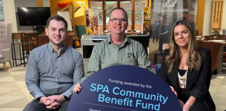 L-R: John McCollum (marketing & communications executive, SPA); Franny McGrath (head of development at YMCA Tayside): and Amanda Gauld (social value advisor for SPA)