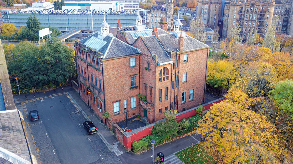 Aerial shot of building