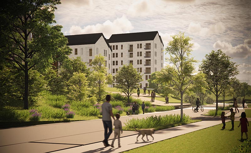 CGI of Wyndford Road, Glasgow