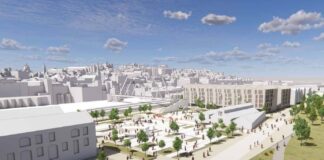 Aerial image of plans