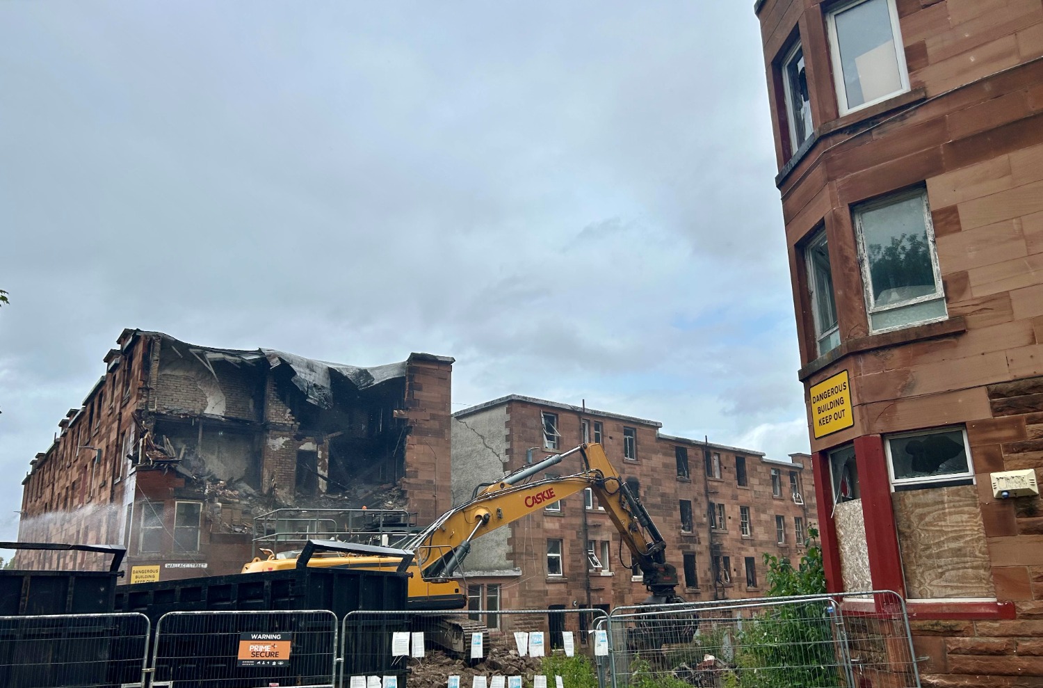 Flats being demolished