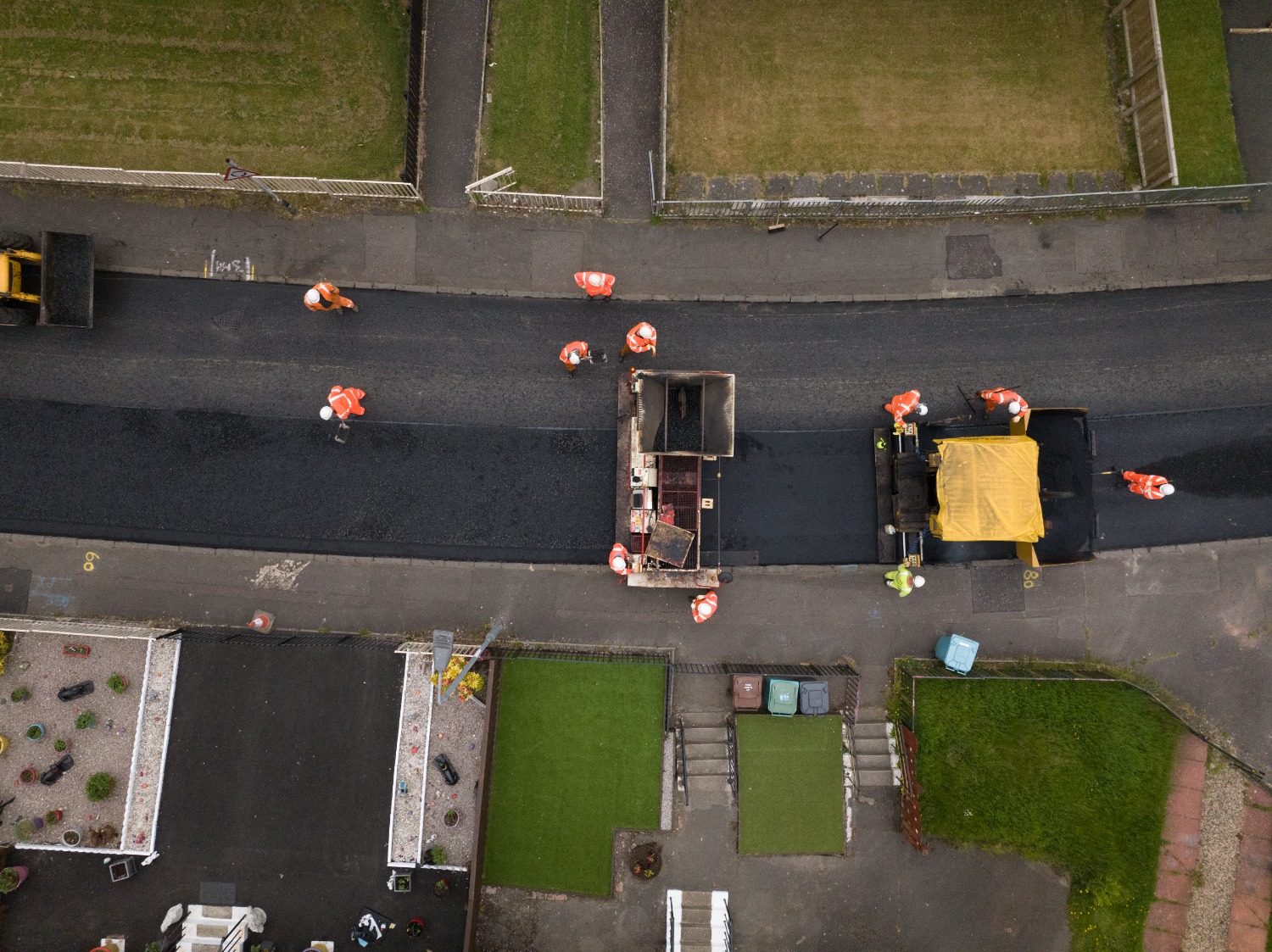 Aerial shot of roadworks 