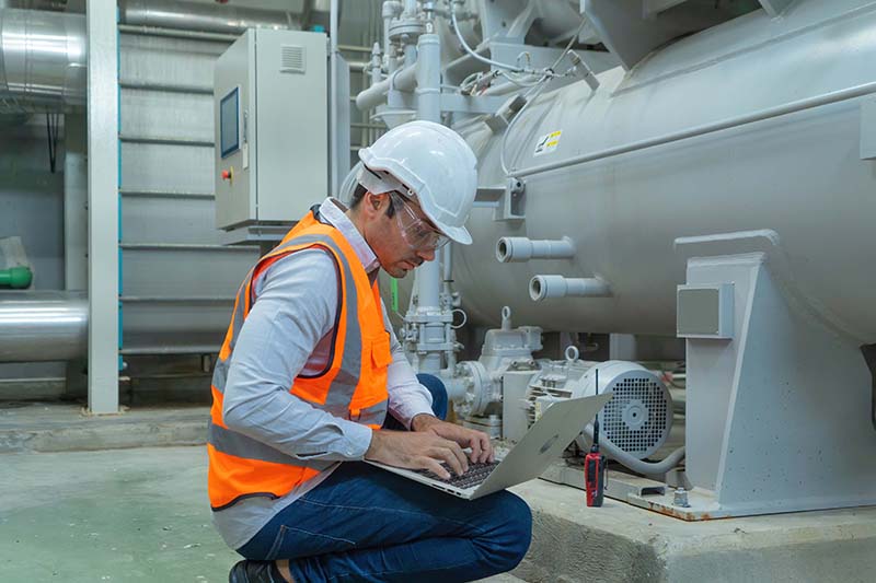 Worker using a laptop