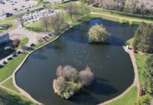 Pat Munro secures contract for project at Elgin’s Cooper Park pond Aerial shot of Cooper Park pond