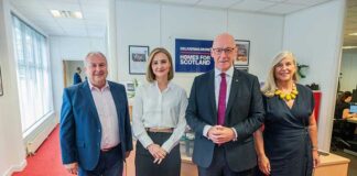 L-R: Homes for Scotland chair Ken Gillespie; cabinet secretary for housing Màiri McAllan; First Minister John Swinney; Homes for Scotland chief executive Jane Wood. Image credit: Chris Watt Photography