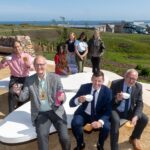 First phase of £50m Aberdeen beachfront revamp completed L to R – Cllr Martin Greig, the Lord Provost Dr David Cameron, Richard Park, chief executive of hub North Scotland, and Elliot Robertson, Chief Executive Officer, Robertson Construction Group, with some of the Young Ambassadors in the background, on one of the viewing platforms at the new-look Broadhill