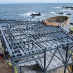 Steelworks installed at Macduff Marine Aquarium Aerial of the steel