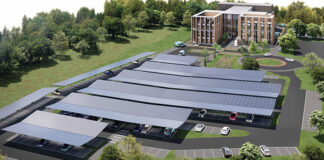 A render of what Scottish Water's car port scheme will look like once complete