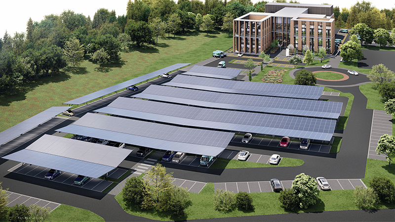 A render of what Scottish Water's car port scheme will look like once complete