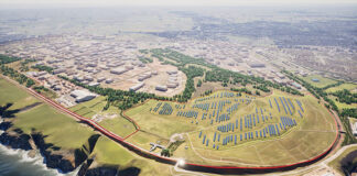 Artist's impression of the solar farm on the former Ness Landfill site