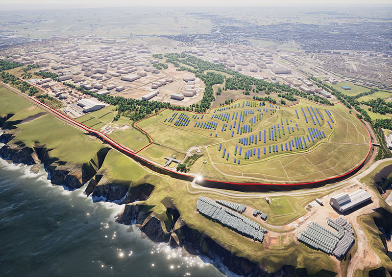 Artist's impression of the solar farm on the former Ness Landfill site
