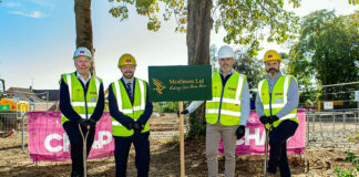 Workers at sod-cutting ceremony to mark start of construction of care home