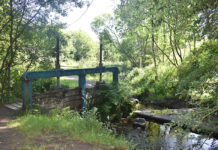 River restoration work delivers biodiversity benefits at Fife’s Back Burn Historic blue sluice-gate. Image credit: Fife Coast and Countryside Trust