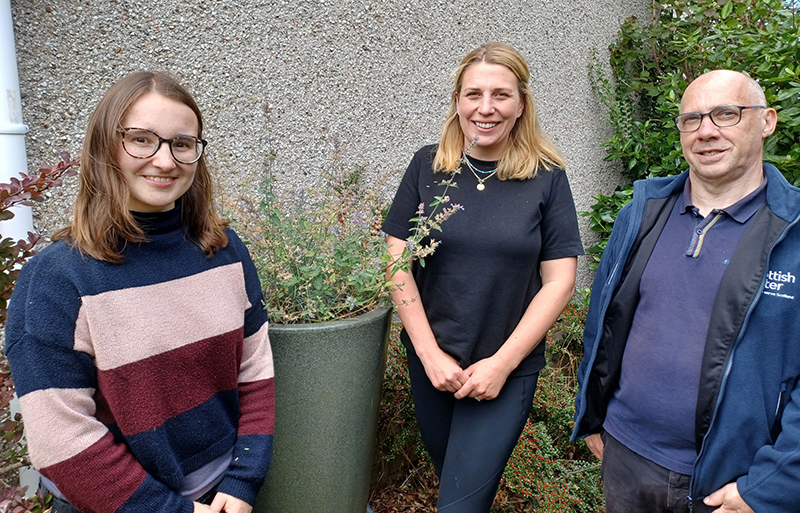 L-R: Isla Kendall, Katie Gibson and Ed Ptolomey