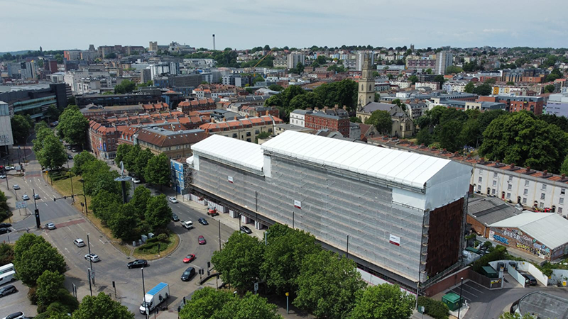 Scaffolding around city centre hotel