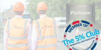 Clark Contracts and 5% Club logo