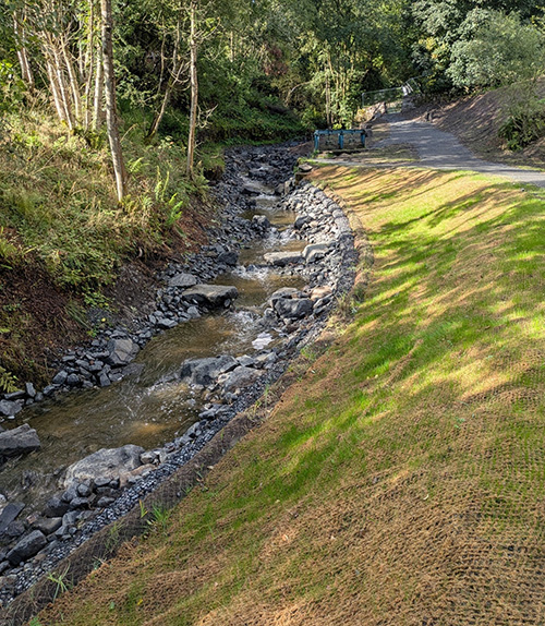 Completed rock ramp
