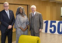 Dr Murray Rowden and Sir Alex Ferguson back GCU scholarship campaign Dr Murray Rowden, GCU chancellor Dr Anne Marie Imafidon MBE, and Sir Alex Ferguson