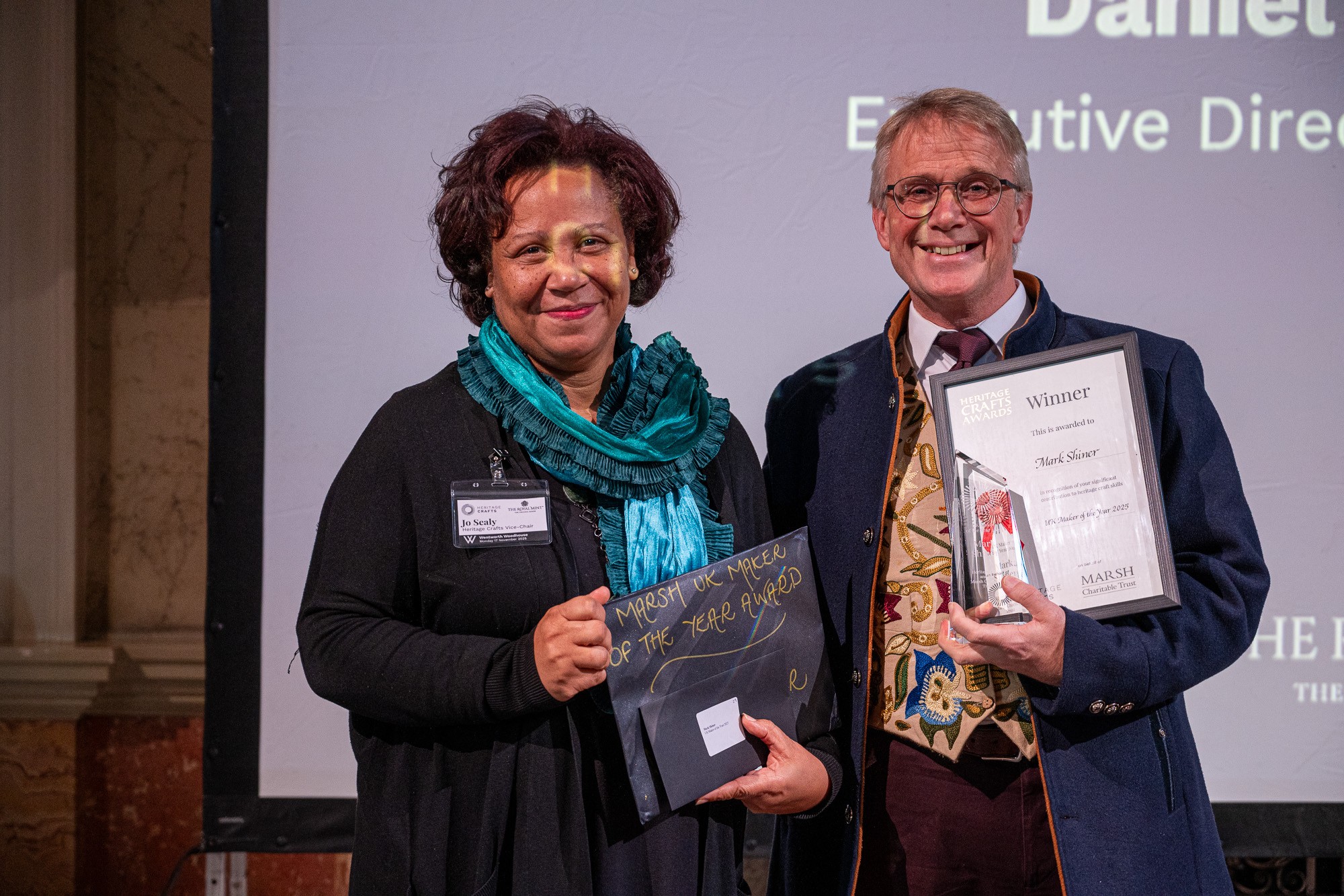 Mark Shiner with his awards at Wentworth Woodhouse last week during the Heritage Craft Awards 2025 ceremony. Credit: Robert Wade.
