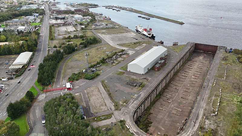 Aerial views of Inchgreen Marine Park and Inchgreen Dry Dock