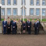 Representatives of the DEO Army Programme, DIO, 51 Brigade and GRAHAM gathered outside Sandhurst Block at Dreghorn Bks, Edinburgh. Crown Copyright.