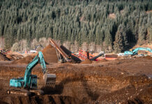 Construction machines on golf course