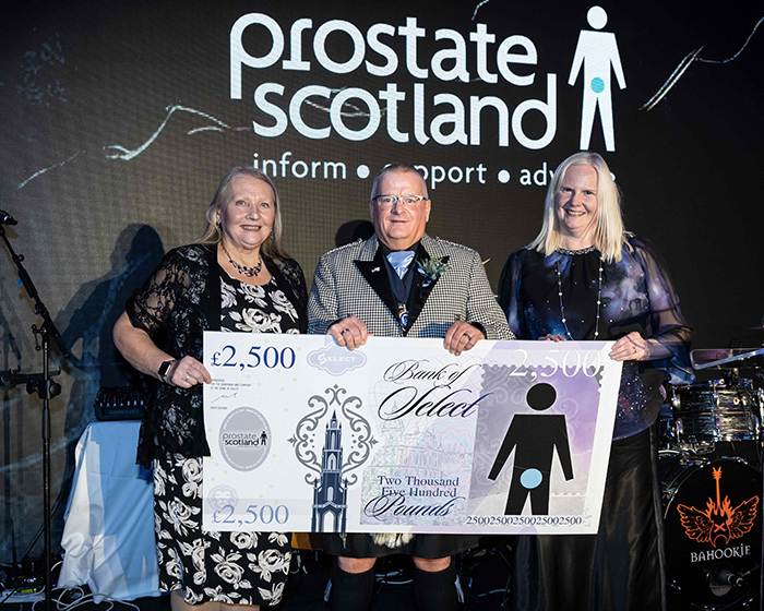 Large cheque donation to Prostate Scotland