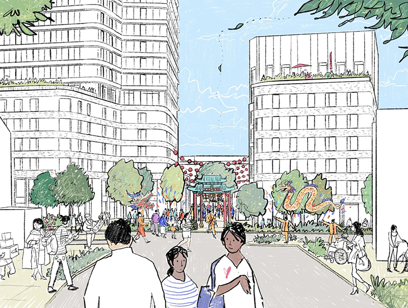Indicative sketch of Chinatown Glasgow proposals. Credit: Hawkins/Brown