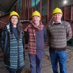 First steel laid in new Fair Isle ferry build Marie Bruhat, Lee Coutts and Ian Best