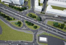 Glasgow eyes redesign of Thornwood roundabout and national cycle route Aerial of the road