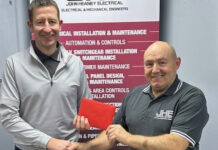 West Lothian mechanical engineer makes generous donation to cancer charity JHE Contracts Director Derek Menzies (left) presenting the award to Charlie Smillie