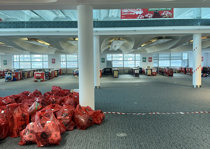 Empty Cash For Kids warehouse normally full at this time of year