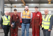 East Lothian construction courses benefit youngsters and local firms East Lothian Provost Councillor John McMillan, Luca Scott, Mark McDonald (Had Fab Manufacturing Manager), Rory Mclaughin, East Lothian Council Leader Councillor Norman Hampshire.