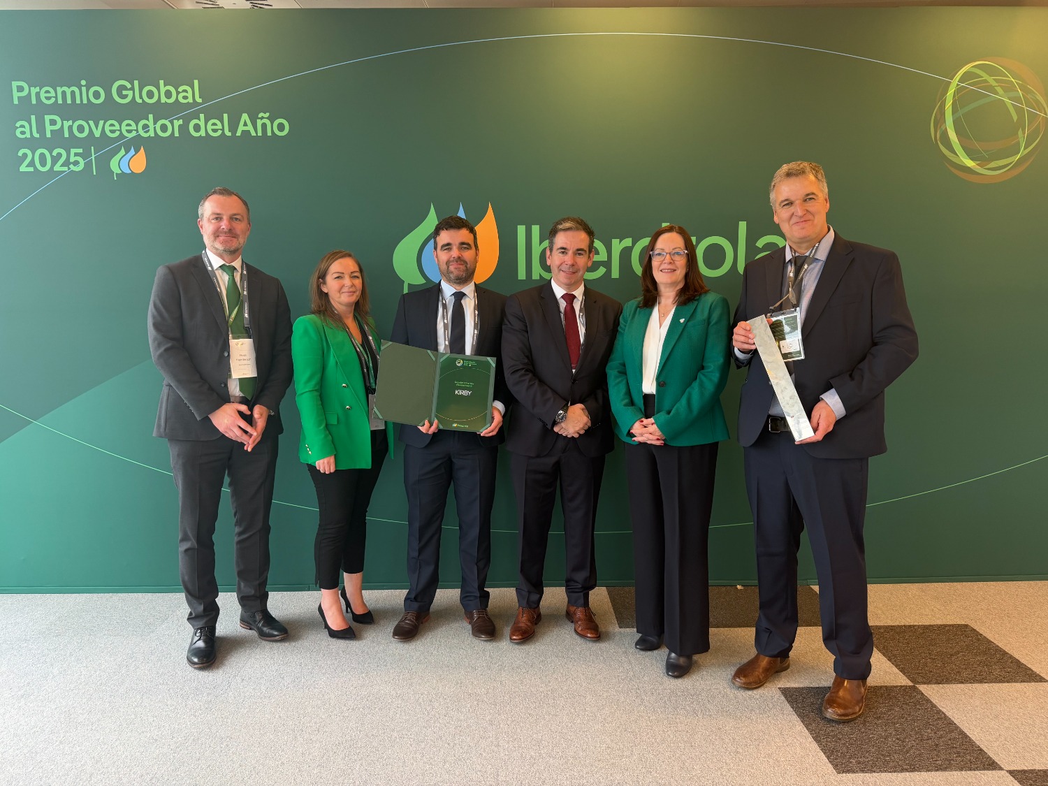 Ross Henderson, ScottishPower UK Procurement and Insurance Director; Joanne Owens, ScottishPower; Gerry McBeth, Kirby Operations Manager; Michael Murray, Kirby Director of Power and Renewables and Group Business Development Director; Nicola Connelly, SP Energy Networks Chief Executive Officer, and Martin Hayward, Kirby Operations Manager UK.