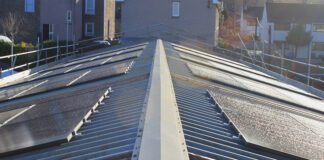 Solar panels on factory roof