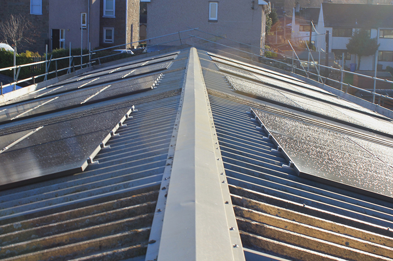 Solar panels on factory roof