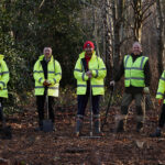 Construction volunteers building outdoor classroom. Image credit: Nick Mailer Photography