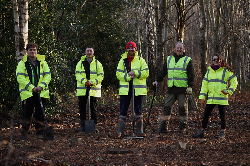 Construction volunteers building outdoor classroom. Image credit: Nick Mailer Photography