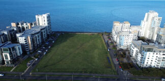 Aerial footage of Western Harbour, Edinburgh