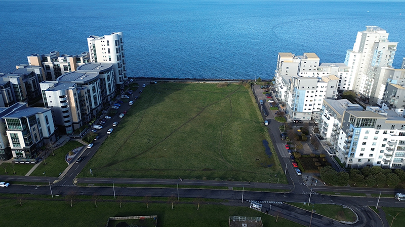 Aerial footage of Western Harbour, Edinburgh