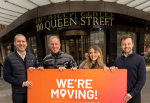 Clyde 1 relocates to ‘best-in-class’ Glasgow studios and offices L-R: Martin Speirs (director, CBRE); presenters George Bowie and Cassi Gillespie; and David Robertson (director of content, Hits Radio Network, Scotland & N.I)