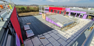 Roofing boards on Caledonia High School
