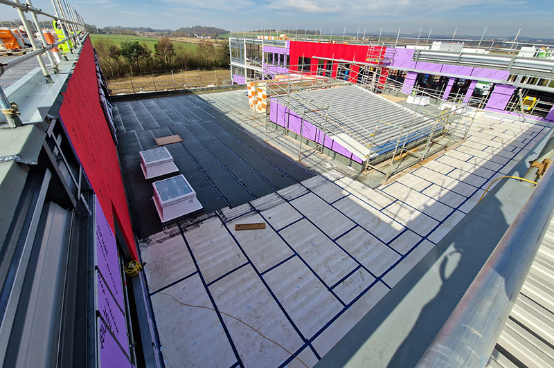 Roofing boards on Caledonia High School