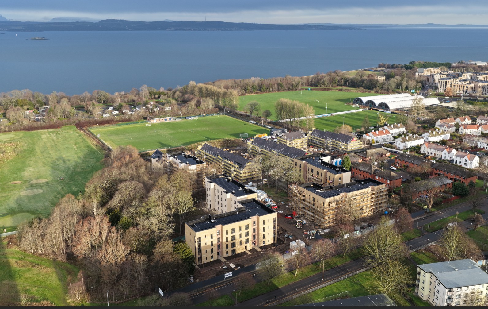 Aerial image of coastal housing development
