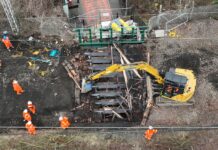 Aerial view of site works