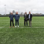 EDLC Operations Manager Fraser Makeham; Michael Lee, Manager of West Park United FC's men's senior team; Councillor Gordan Low, Leader of the Council; and Councillor Jim Gibbons, Vice Chair of EDLC Trust.
